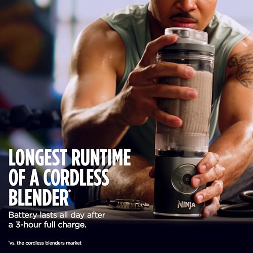 Ninja Blast Max, Portable & Personal Blender + Twist & Go, Smoothie, Blend, Ice Crush, 3 Programs, Cordless, 22 oz removable Vessel, Dishwasher Safe, Leakproof, Grey, BC251GY - My Kitchen Products