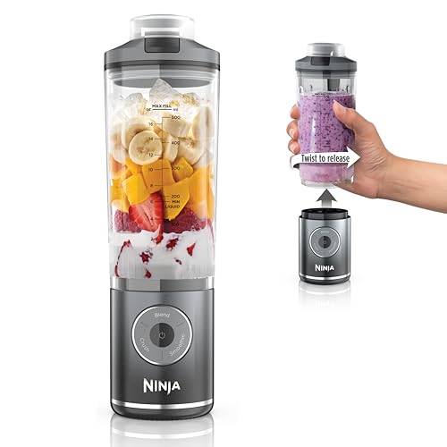 Ninja Blast Max, Portable & Personal Blender + Twist & Go, Smoothie, Blend, Ice Crush, 3 Programs