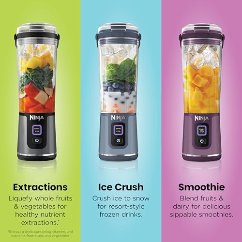 Ninja Blast Portable Blender, Cordless, 18oz. Vessel, Personal Blender For-Shakes and Smoothies, BPA Free, Leakproof-Lid and Sip Spout, USB-C Rechargeable, Dishwasher Safe, Metallic Black, BC151MB - My Kitchen Products