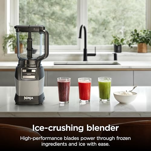 Ninja Blender, Compact Kitchen System, 1200W, 3 Functions for Smoothies, Dough & Frozen Drinks with Auto-IQ, 72-oz.* Blender Pitcher, 40-oz. Processor Bowl & 18-oz. Single-Serve Cup, Grey, AMZ493BRN - My Kitchen Products