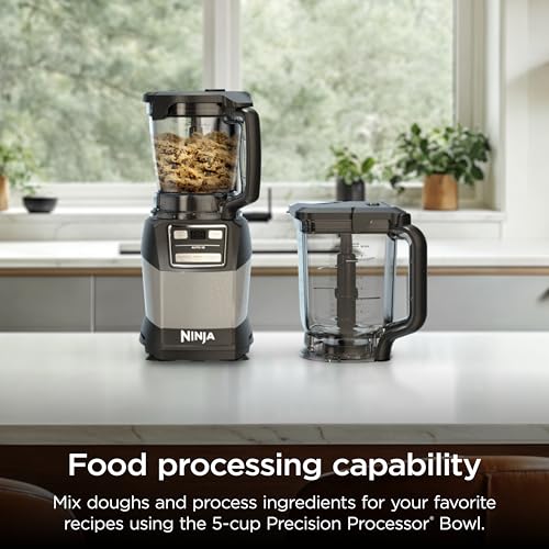 Ninja Blender, Compact Kitchen System, 1200W, 3 Functions for Smoothies, Dough & Frozen Drinks with Auto-IQ, 72-oz.* Blender Pitcher, 40-oz. Processor Bowl & 18-oz. Single-Serve Cup, Grey, AMZ493BRN - My Kitchen Products