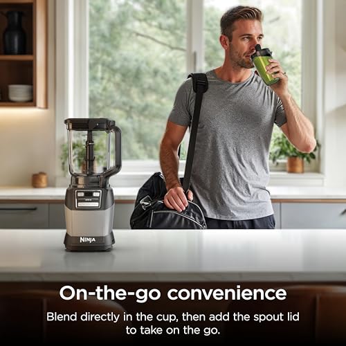 Ninja Blender, Compact Kitchen System, 1200W, 3 Functions for Smoothies, Dough & Frozen Drinks with Auto-IQ, 72-oz.* Blender Pitcher, 40-oz. Processor Bowl & 18-oz. Single-Serve Cup, Grey, AMZ493BRN - My Kitchen Products