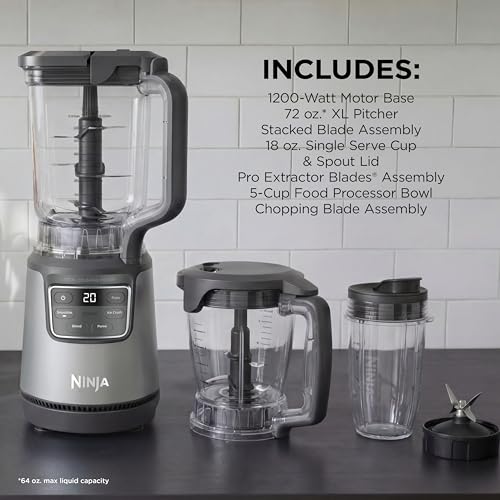 Ninja BlendPro Kitchen System | 72 oz* Full-Size Blender, 5-Cup Food Processor & 18 oz To-Go Cup | Total Crushing Tech, Presets for Smoothies, Ice Crush, Purees & Extracts | 1200 Watt | Beige | BO402 - My Kitchen Products