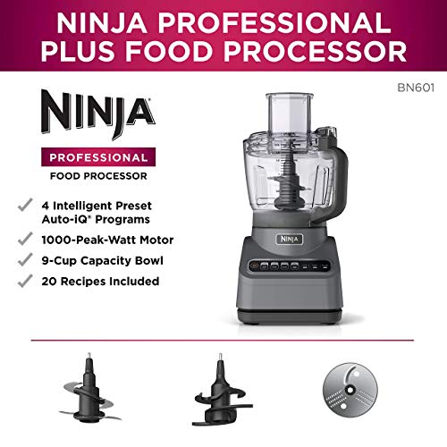 Ninja BN601 Professional Plus Food Processor 1000-Peak-Watts with Auto-iQ Preset Programs Chop Puree Dough Slice Shred with a 9-Cup Capacity and a Silver Stainless Finish (Renewed) - My Kitchen Products