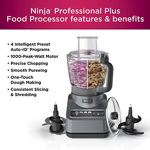 Ninja BN601 Professional Plus Food Processor 1000-Peak-Watts with Auto-iQ Preset Programs Chop Puree Dough Slice Shred with a 9-Cup Capacity and a Silver Stainless Finish (Renewed) - My Kitchen Products