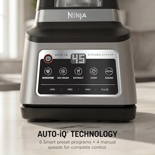 Ninja BN801 Professional Plus Kitchen System, 1400 WP, 5 Functions for Smoothies, Chopping, Dough & More with Auto IQ, 72-oz.* Blender Pitcher, 64-oz. Processor Bowl, (2) 24-oz. To-Go Cups, Grey - My Kitchen Products