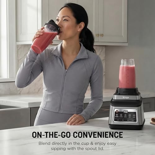 Ninja BN801 Professional Plus Kitchen System, 1400 WP, 5 Functions for Smoothies, Chopping, Dough & More with Auto IQ, 72-oz.* Blender Pitcher, 64-oz. Processor Bowl, (2) 24-oz. To-Go Cups, Grey - My Kitchen Products