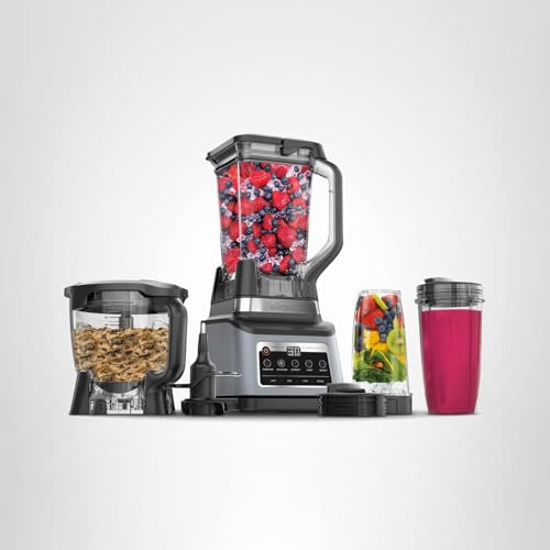 Ninja BN801 Professional Plus Kitchen System, 1400 WP, 5 Functions for Smoothies, Chopping, Dough & More with Auto IQ, 72-oz.* Blender Pitcher, 64-oz. Processor Bowl, (2) 24-oz. To-Go Cups, Grey - My Kitchen Products