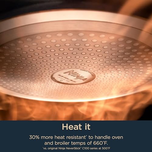 Ninja Ceramic Pro 10.25" Fry Pan, NonStick Pan, Nontoxic, PTFE Free, Ceramic Coated, Stainless Steel Handle, Stove & Oven Safe to 550°F, All Stovetops & Induction Compatible, Midnight Blue, CW30026MM - My Kitchen Products