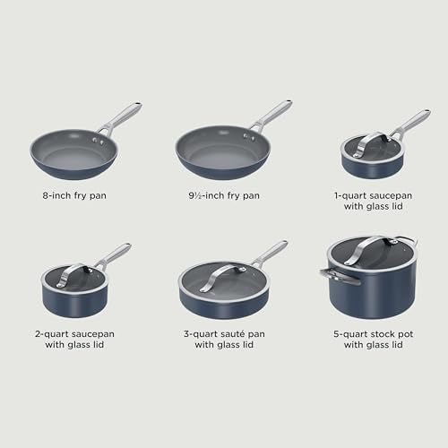 Ninja Ceramic Pro 10Piece Cookware Set, NonStick Pots & Pans Set with Glass Lids, Nontoxic, PTFE Free, Ceramic Coated, Stove to Oven Safe, All Stovetop & Induction Compatible, Midnight Blue, CW39010MM - My Kitchen Products