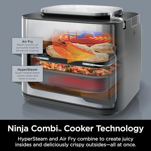 Ninja Combi All-in-One Multicooker, Oven, & Air Fryer, Complete Meals in 15 Mins, 14-in-1 Functions, Combi Cooker + Air Fry, Bake, Roast, Slow Cook and More, 3 Accessories, Stainless Steel, SFP701 - My Kitchen Products