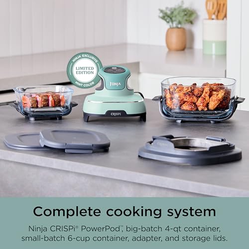 Ninja Crispi 4-in-1 Glass Air Fryer | 450°F | Non-Toxic | 4QT & 6-Cup Glass Containers w/Lids | Microwave, Freezer, Dishwasher Safe | Max Crisp, Air Fry, Bake, Recrisp | Mint | FN101MT - My Kitchen Products