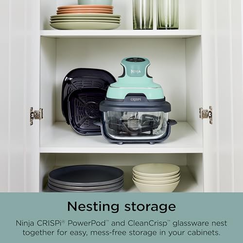 Ninja Crispi 4-in-1 Glass Air Fryer | 450°F | Non-Toxic | 4QT & 6-Cup Glass Containers w/Lids | Microwave, Freezer, Dishwasher Safe | Max Crisp, Air Fry, Bake, Recrisp | Mint | FN101MT - My Kitchen Products