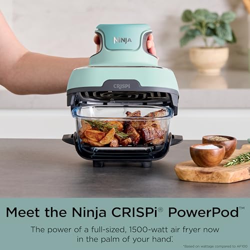 Ninja Crispi 4-in-1 Glass Air Fryer | 450°F | Non-Toxic | 4QT & 6-Cup Glass Containers w/Lids | Microwave, Freezer, Dishwasher Safe | Max Crisp, Air Fry, Bake, Recrisp | Mint | FN101MT - My Kitchen Products
