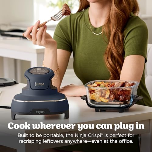 Ninja Crispi 4 in 1 Glass Air Fryer, 450°F, Non Toxic, 4QT and 6 Cup Containers with Lids, Dishwasher Safe, Cyberspace Gray, 1 Count, FN101GY - My Kitchen Products