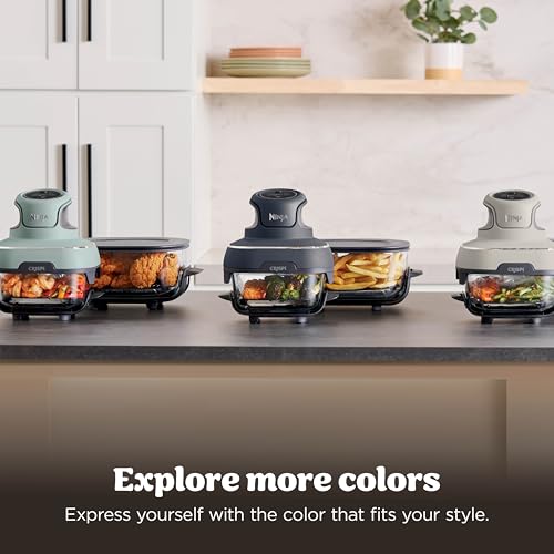 Ninja Crispi 4 in 1 Glass Air Fryer, 450°F, Non Toxic, 4QT and 6 Cup Containers with Lids, Dishwasher Safe, Stone, 1 Count, FN101ST - My Kitchen Products