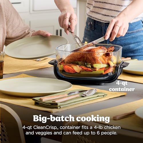 Ninja Crispi 4 in 1 Glass Air Fryer, 450°F, Non Toxic, 4QT and 6 Cup Containers with Lids, Dishwasher Safe, Stone, 1 Count, FN101ST - My Kitchen Products