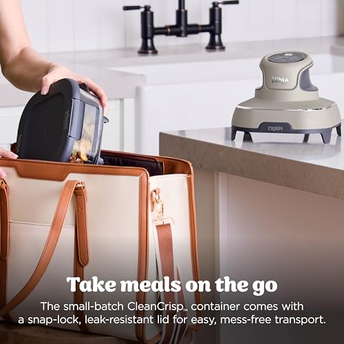 Ninja Crispi 4 in 1 Glass Air Fryer, 450°F, Non Toxic, 4QT and 6 Cup Containers with Lids, Dishwasher Safe, Stone, 1 Count, FN101ST - My Kitchen Products