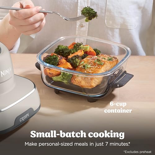 Ninja Crispi 4 in 1 Glass Air Fryer, 450°F, Non Toxic, 4QT and 6 Cup Containers with Lids, Dishwasher Safe, Stone, 1 Count, FN101ST - My Kitchen Products