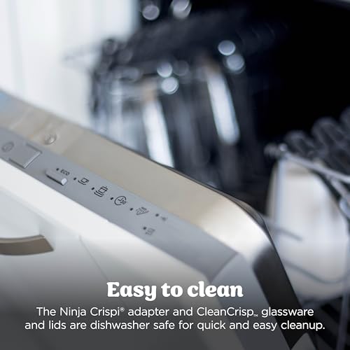 Ninja Crispi 4 in 1 Glass Air Fryer, 450°F, Non Toxic, 4QT and 6 Cup Containers with Lids, Dishwasher Safe, Stone, 1 Count, FN101ST - My Kitchen Products