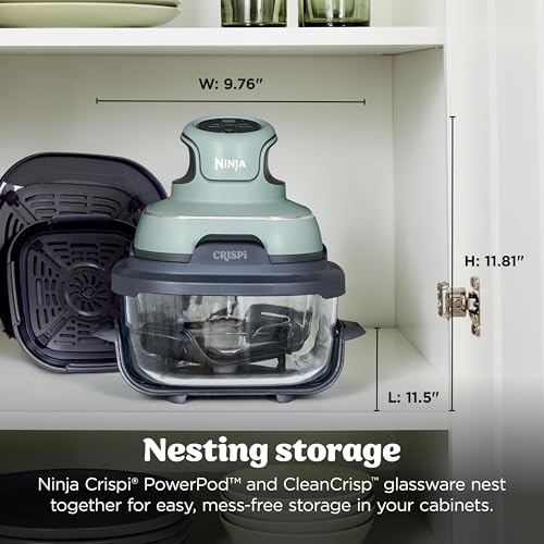 Ninja Crispi 4-in-1 Glass Air Fryer | With Non-Toxic 4QT & 6-Cup Glass Containers & Lids | Microwave, Freezer, Dishwasher Safe | 450°F Max Temp |1500 Watt | Green | FN101SG - My Kitchen Products
