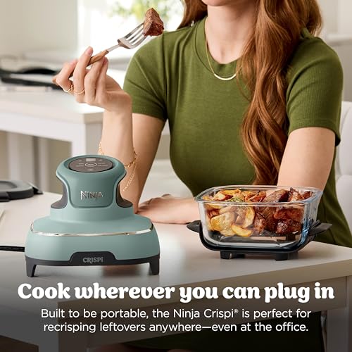 Ninja Crispi 4-in-1 Glass Air Fryer | With Non-Toxic 4QT & 6-Cup Glass Containers & Lids | Microwave, Freezer, Dishwasher Safe | 450°F Max Temp |1500 Watt | Green | FN101SG - My Kitchen Products