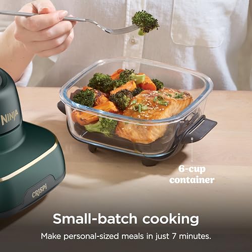 Ninja Crispi 5-in-1 Glass Air Fryer | With Nontoxic 2.5 QT, 4QT, 6-Cup Containers & Lids | Microwave, Freezer & Dishwasher Safe | 450°F Max Temp | Green | FN103BF - My Kitchen Products