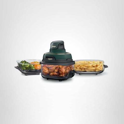 Ninja Crispi 5-in-1 Glass Air Fryer | With Nontoxic 2.5 QT, 4QT, 6-Cup Containers & Lids | Microwave, Freezer & Dishwasher Safe | 450°F Max Temp | Green | FN103BF - My Kitchen Products