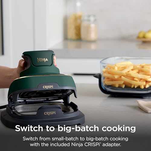 Ninja Crispi 5-in-1 Glass Air Fryer | With Nontoxic 2.5 QT, 4QT, 6-Cup Containers & Lids | Microwave, Freezer & Dishwasher Safe | 450°F Max Temp | Green | FN103BF - My Kitchen Products