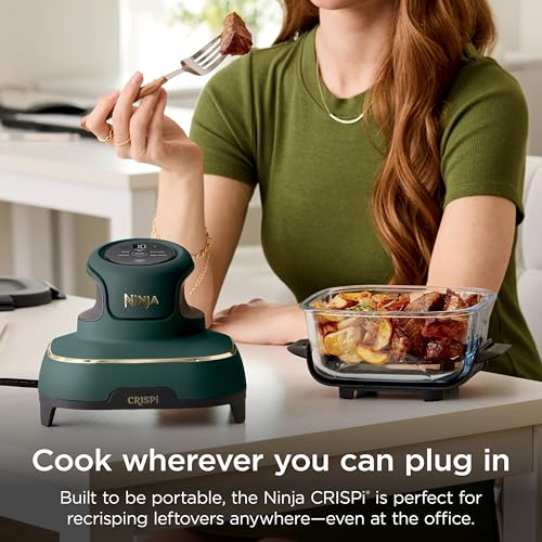 Ninja Crispi 5-in-1 Glass Air Fryer | With Nontoxic 2.5 QT, 4QT, 6-Cup Containers & Lids | Microwave, Freezer & Dishwasher Safe | 450°F Max Temp | Green | FN103BF - My Kitchen Products
