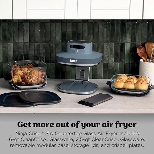 Ninja Crispi Pro 6-in-1 Glass Air Fryer, 450°F, Nontoxic, 6qt & 2.5qt Containers & Lids, Microwave, Freezer, Dishwasher Safe, Max Crisp, Air Fry, Bake, Roast, Recrisp, Dehydrate (Renewed) - My Kitchen Products