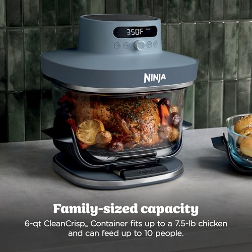 Ninja Crispi Pro 6-in-1 Glass Air Fryer | With Nontoxic, 6qt & 2.5qt Containers & Lids | Microwave, Freezer, Dishwasher Safe | 450°F Max Temp | 1800 Watt | Cyberspace | AS101CY - My Kitchen Products