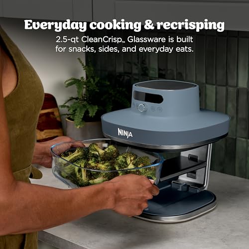 Ninja Crispi Pro 6-in-1 Glass Air Fryer | With Nontoxic, 6qt & 2.5qt Containers & Lids | Microwave, Freezer, Dishwasher Safe | 450°F Max Temp | 1800 Watt | Cyberspace | AS101CY - My Kitchen Products