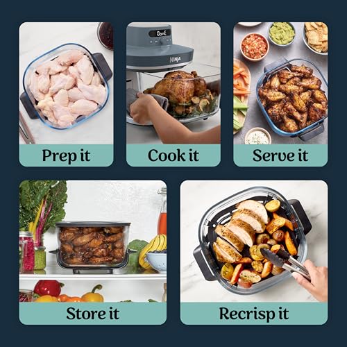 Ninja Crispi Pro 6-in-1 Glass Air Fryer | With Nontoxic, 6qt & 2.5qt Containers & Lids | Microwave, Freezer, Dishwasher Safe | 450°F Max Temp | 1800 Watt | Cyberspace | AS101CY - My Kitchen Products