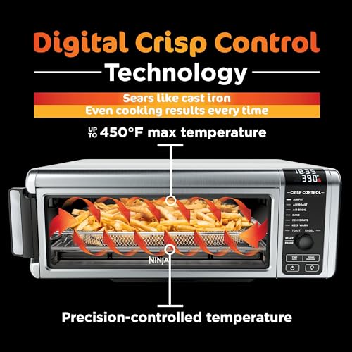 Ninja Digital Air Fryer & Toaster Oven | 8-in-1 Functionality | Flip-Up Design | XL Capacity | Air Fry Basket, Sheet Pan, Wire Rack & Crumb Tray | 1800 Watt | Silver | SP101 - My Kitchen Products