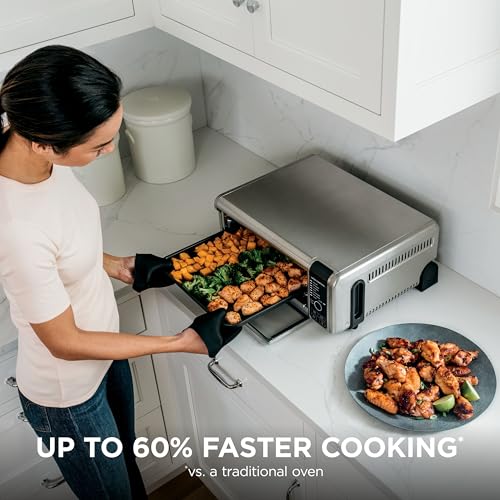 Ninja Digital Air Fryer & Toaster Oven | 8-in-1 Functionality | Flip-Up Design | XL Capacity | Air Fry Basket, Sheet Pan, Wire Rack & Crumb Tray | 1800 Watt | Silver | SP101 - My Kitchen Products