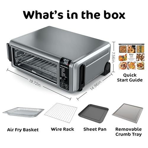 Ninja Digital Air Fryer & Toaster Oven | 8-in-1 Functionality | Flip-Up Design | XL Capacity | Air Fry Basket, Sheet Pan, Wire Rack & Crumb Tray | 1800 Watt | Silver | SP101 - My Kitchen Products