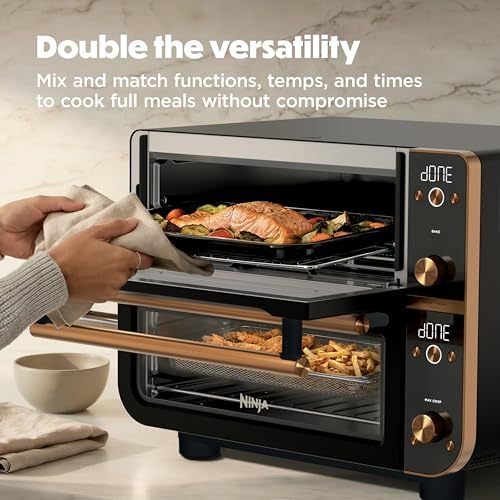 Ninja Double Oven Pro Smart XL Countertop Oven & Air Fryer | 30.2 Qt Capacity |12-in-1 Versatility with Smart Finish & DualZone Tech to Cook 2 Meals at Once | Fit up to 4.5lb Chicken | Onyx | DCT801BK - My Kitchen Products