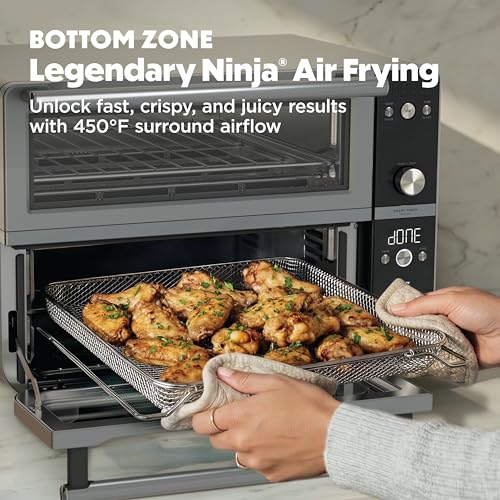 Ninja Double Oven Pro Smart XL Countertop Oven & Air Fryer | 30.2 Qt Capacity | 12-in-1 with Smart Finish & DualZone Tech to Cook 2 Meals at Once | Fits up to 4.5lb Chicken | Stainless Steel | DCT801 - My Kitchen Products
