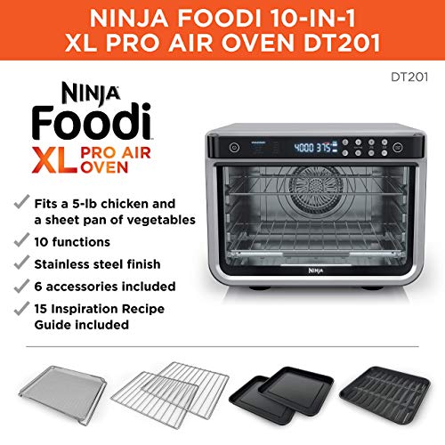 NINJA DT201 Foodi 10-in-1 XL Pro Air Fry Digital Countertop Convection Toaster Oven with Dehydrate and Reheat, 1800 Watts, Stainless Steel Finish (Renewed) - My Kitchen Products