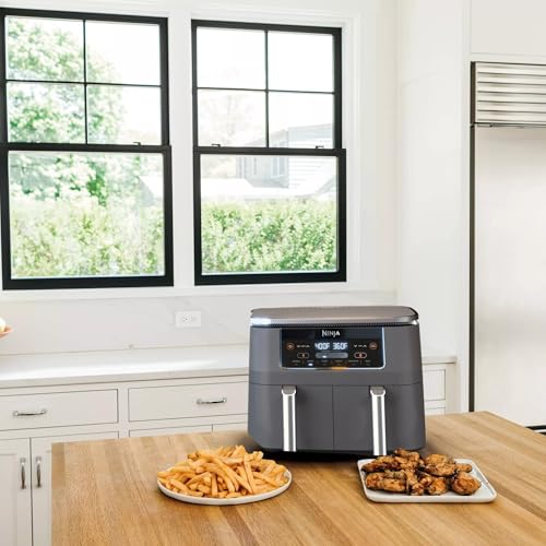 Ninja DZ201 Foodi 6-in-1 2-Basket Air Fryer with DualZone Technology, 8-Quart Capacity, and a Dark Grey Stainless Finish (Dark Grey Stainless) (Renewed) - My Kitchen Products