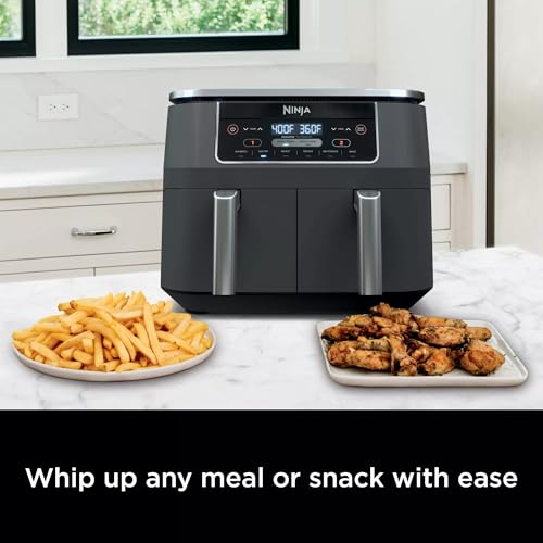 Ninja DZ201 Foodi 6-in-1 2-Basket Air Fryer with DualZone Technology, 8-Quart Capacity, and a Dark Grey Stainless Finish (Dark Grey Stainless) (Renewed) - My Kitchen Products