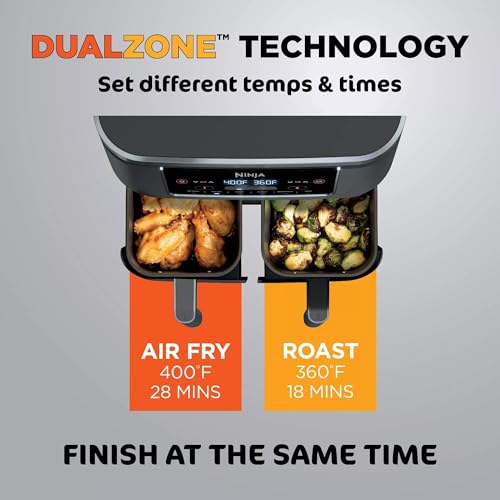 Ninja DZ201 Foodi 6-in-1 2-Basket Air Fryer with DualZone Technology, 8-Quart Capacity, and a Dark Grey Stainless Finish (Dark Grey Stainless) (Renewed) - My Kitchen Products