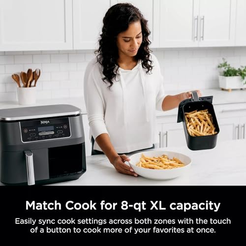 Ninja DZ201 Foodi 6-in-1 2-Basket Air Fryer with DualZone Technology, 8-Quart Capacity, and a Dark Grey Stainless Finish (Dark Grey Stainless) (Renewed) - My Kitchen Products