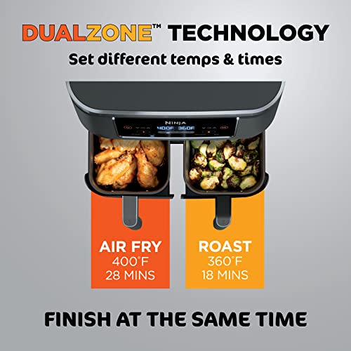 Ninja DZ201 Foodi 8 Quart 6-in-1 DualZone 2-Basket Air Fryer with 2 Independent Frying Baskets, Match Cook & Smart Finish to Roast, Broil, Dehydrate & More for Quick, Easy Meals, Grey - My Kitchen Products