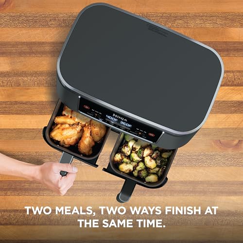 Ninja DZ201 Foodi 8 Quart 6-in-1 DualZone 2-Basket Air Fryer with 2 Independent Frying Baskets, Match Cook & Smart Finish to Roast, Broil, Dehydrate & More for Quick, Easy Meals, Grey - My Kitchen Products