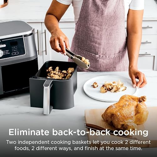 Ninja DZ401 Foodi 10 Quart 6-in-1 DualZone XL 2-Basket Air Fryer with 2 Independent Frying Baskets, Match Cook & Smart Finish to Roast, Broil, Dehydrate for Quick, Easy Family-Sized Meals, Grey - My Kitchen Products