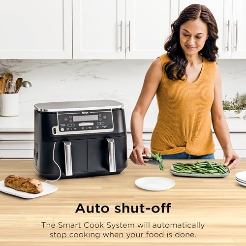 Ninja DZ550 Foodi 10 Quart 6-in-1 DualZone Smart XL Air Fryer with 2 Independent Baskets, Smart Cook Thermometer for Perfect Doneness, Match Cook and Smart Finish to Roast, Dehydrate and More, Black - My Kitchen Products