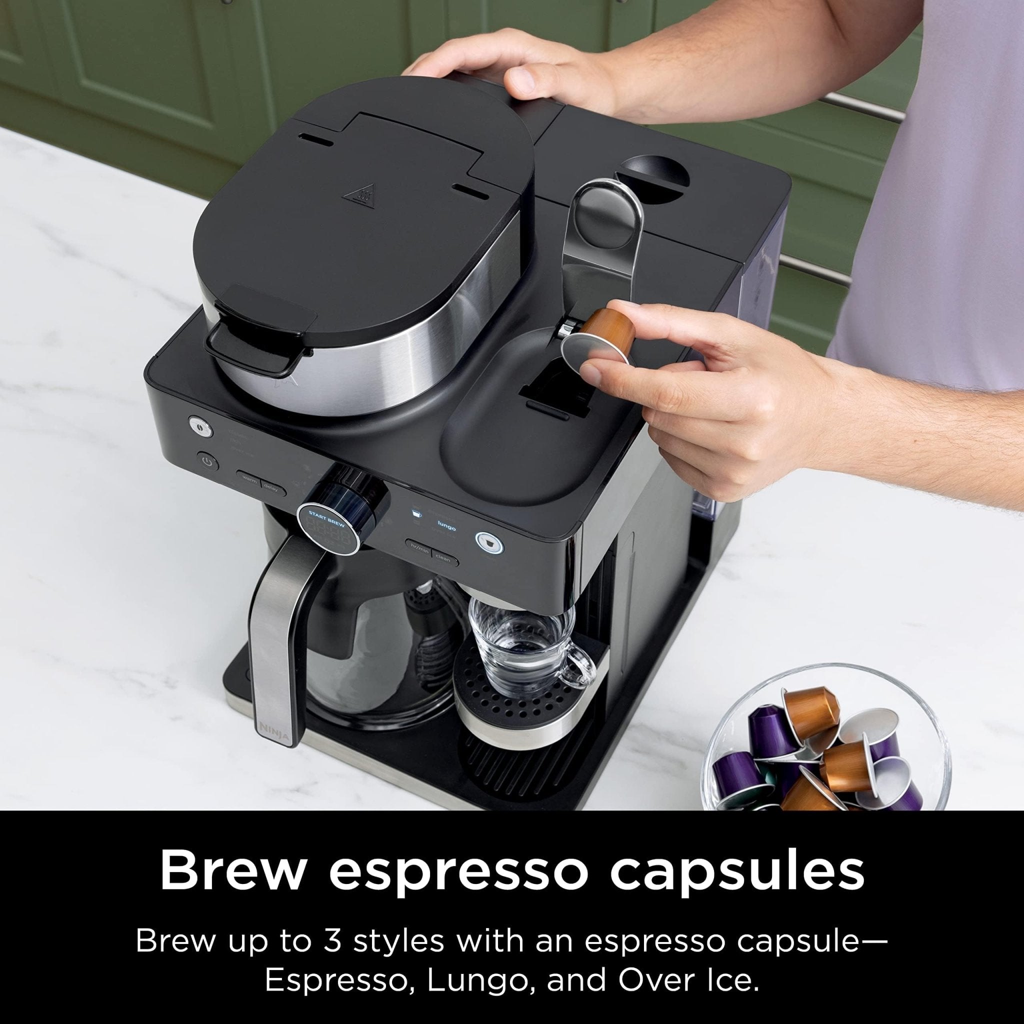 Ninja Espresso & Coffee Maker & Barista System, 3 Espresso Brew Styles, Single-Serve Coffee & Nespresso Capsule Compatible, Built-in Frother, Espresso, Cappuccino & Latte Maker, Black, CFN601 - My Kitchen Products