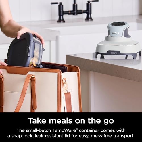 Ninja FN100WH Crispi Air Fryer, Microwave, Freezer & Dishwasher Safe, Non Toxic Glass Portable Cooking System, 4 QT & 5 Cup Glass Containers with Storage Lids, Easy Meals, White (Renewed) - My Kitchen Products